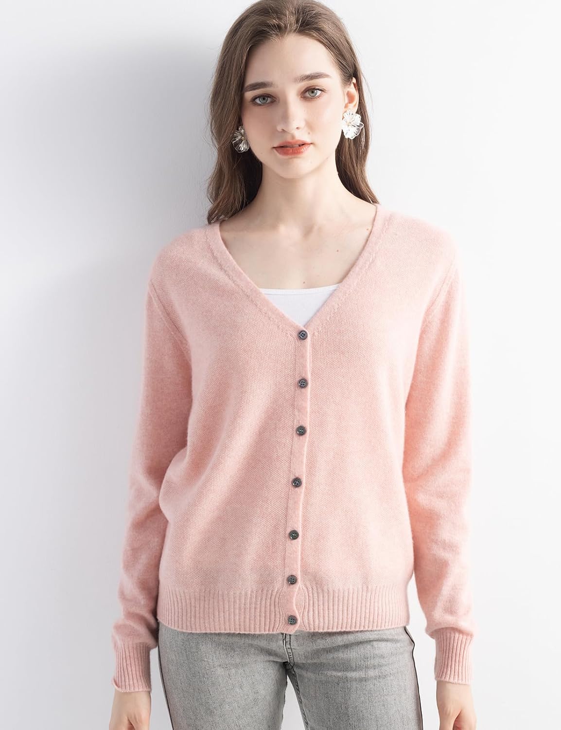 Mongolian V-Neck Knitted Cashmere Cardigan