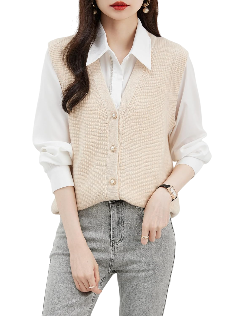 100% Merino Wool V-Neck Sleeveless Sweater Vest