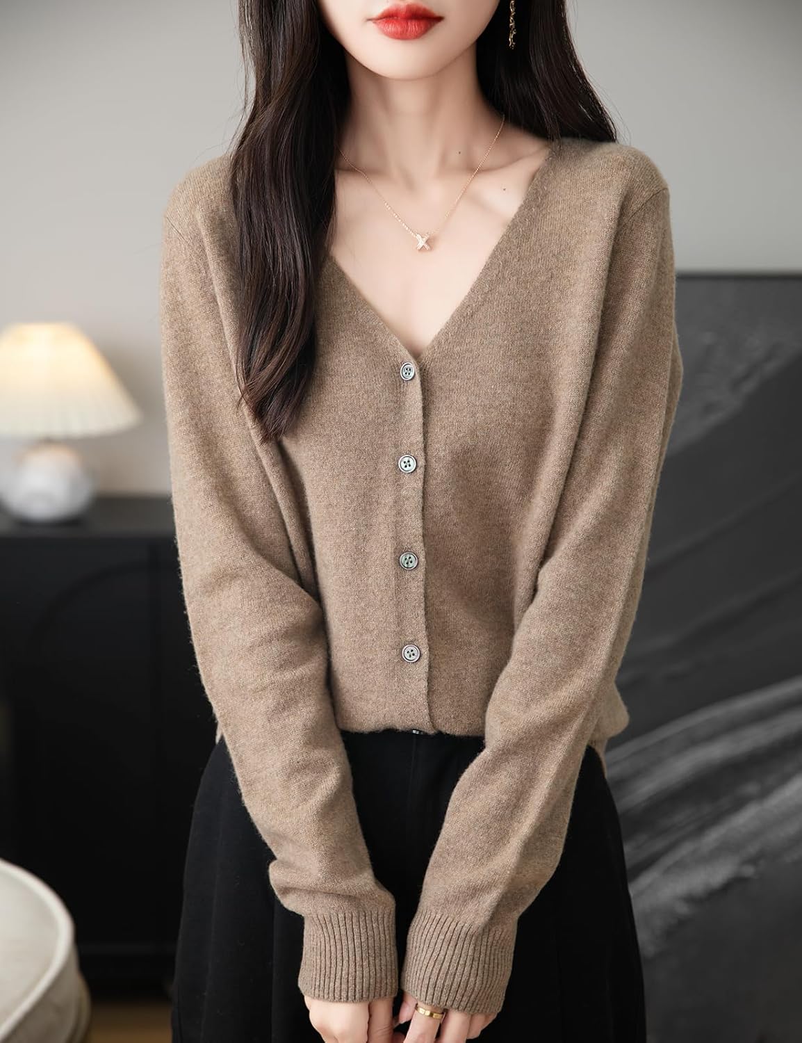 100% Merino Wool Sexy V-Neck Lightweight Cardigan