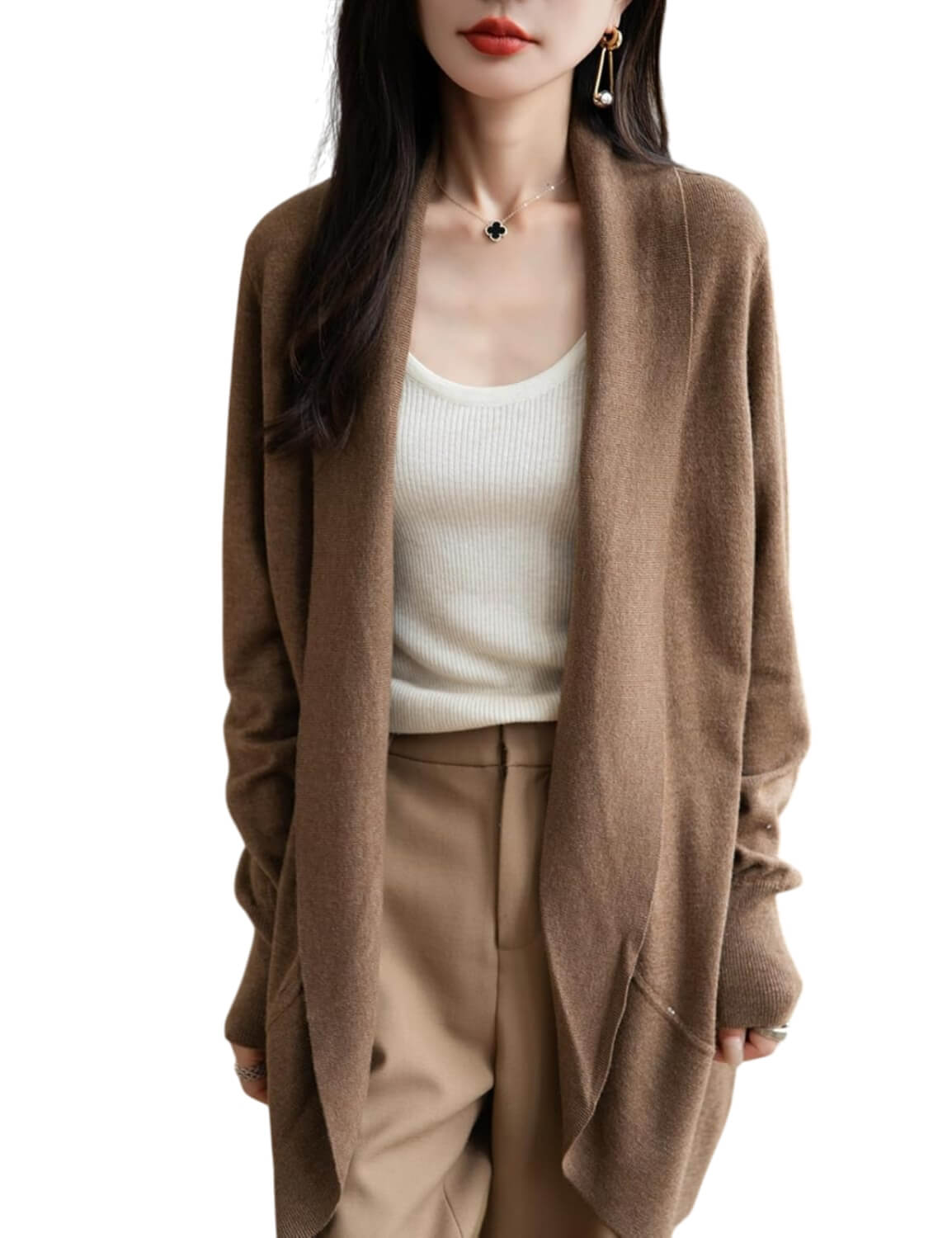 Merino Wool Blend Knit Cardigan Sweater