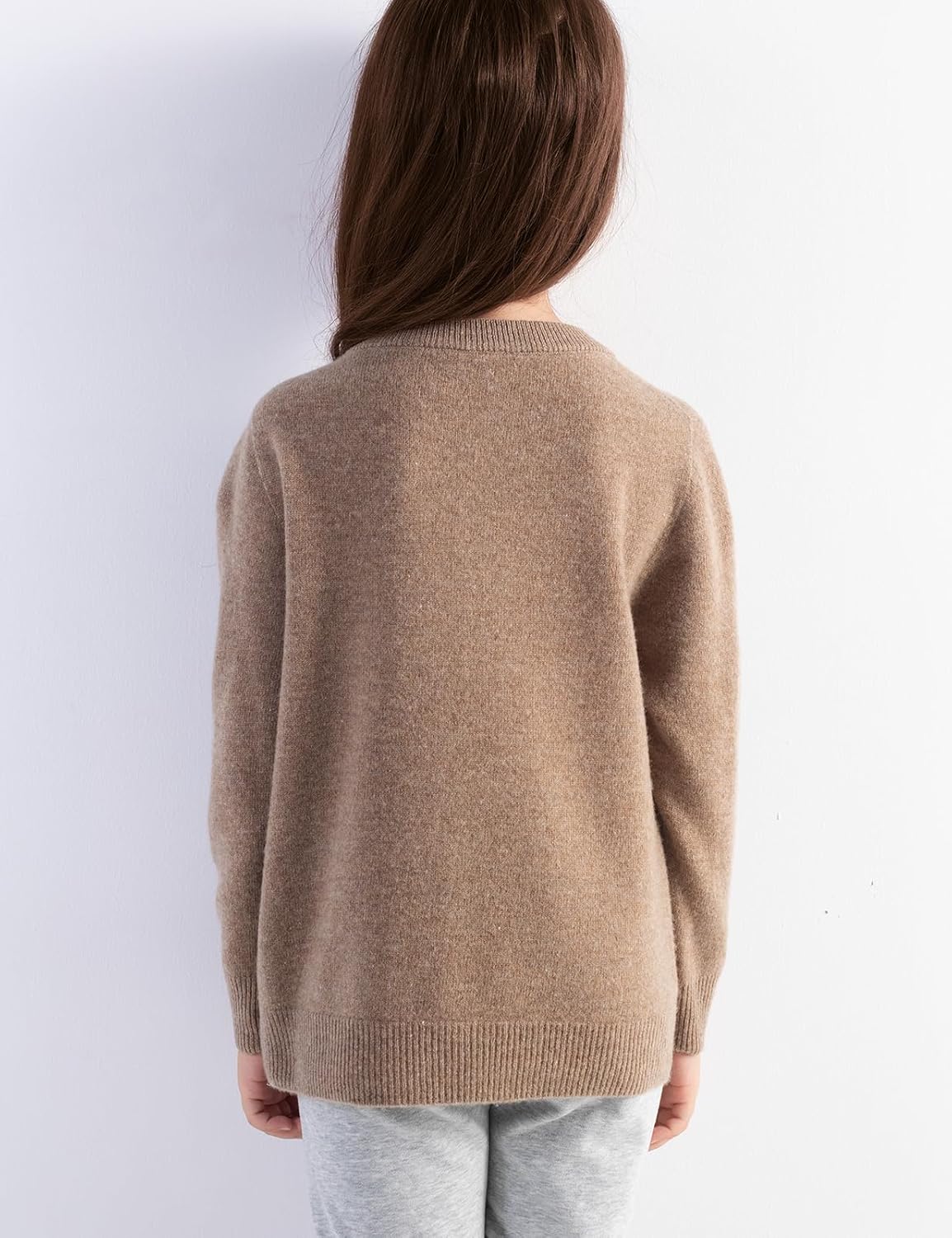 Girls' 100% Merino Wool Seamless Crewneck Cardigan