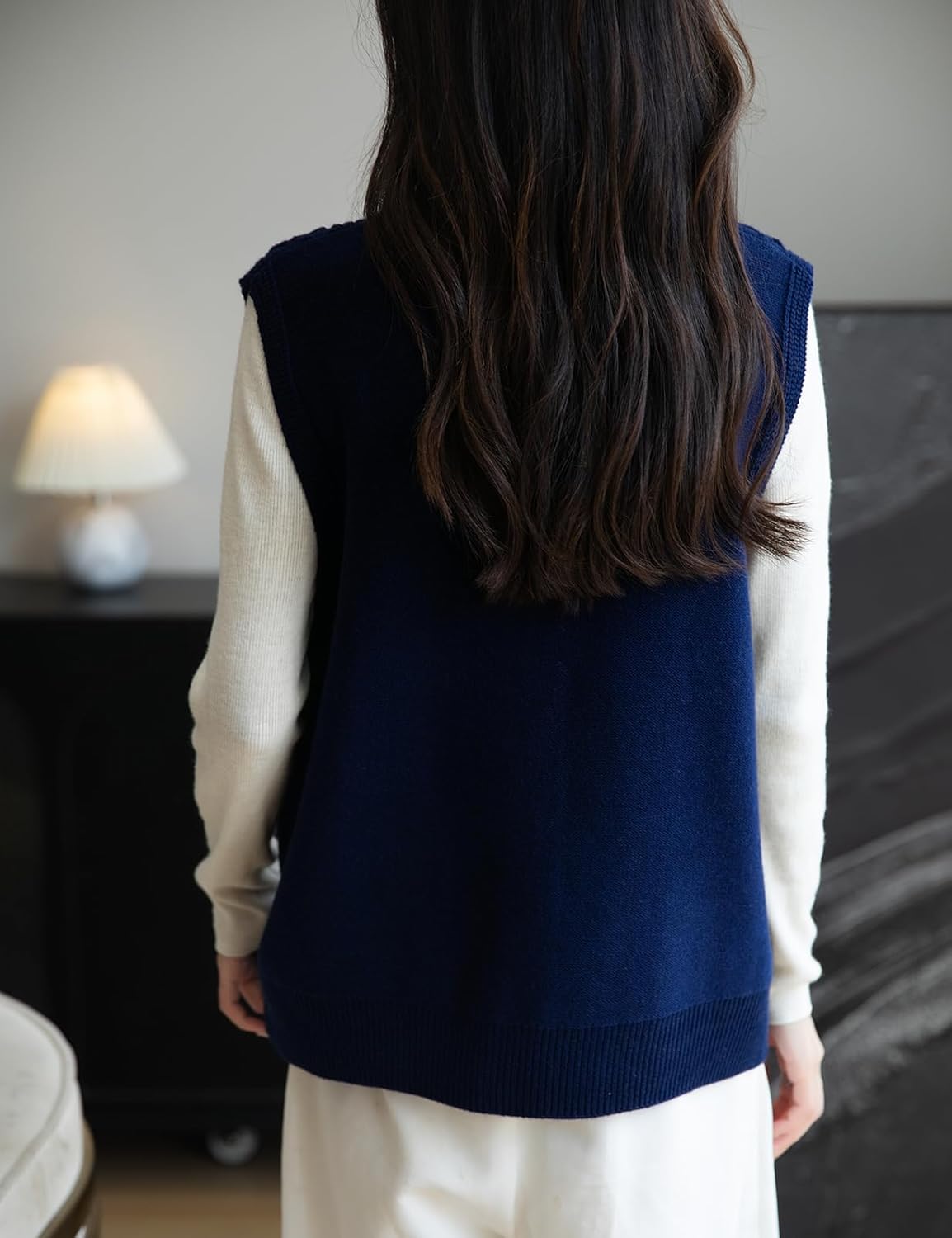 Merino Wool Blend Cable Knit Vest with Buttons