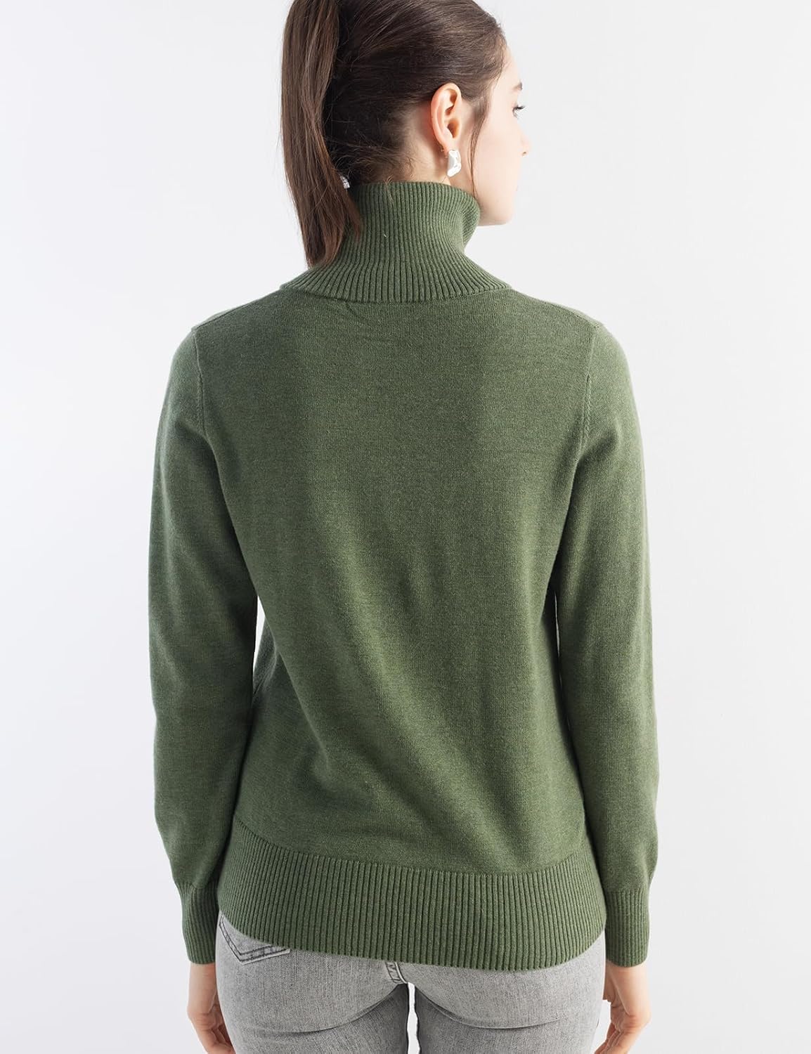 Merino Wool Blend Mock Neck Buttoned Knit Cardigan