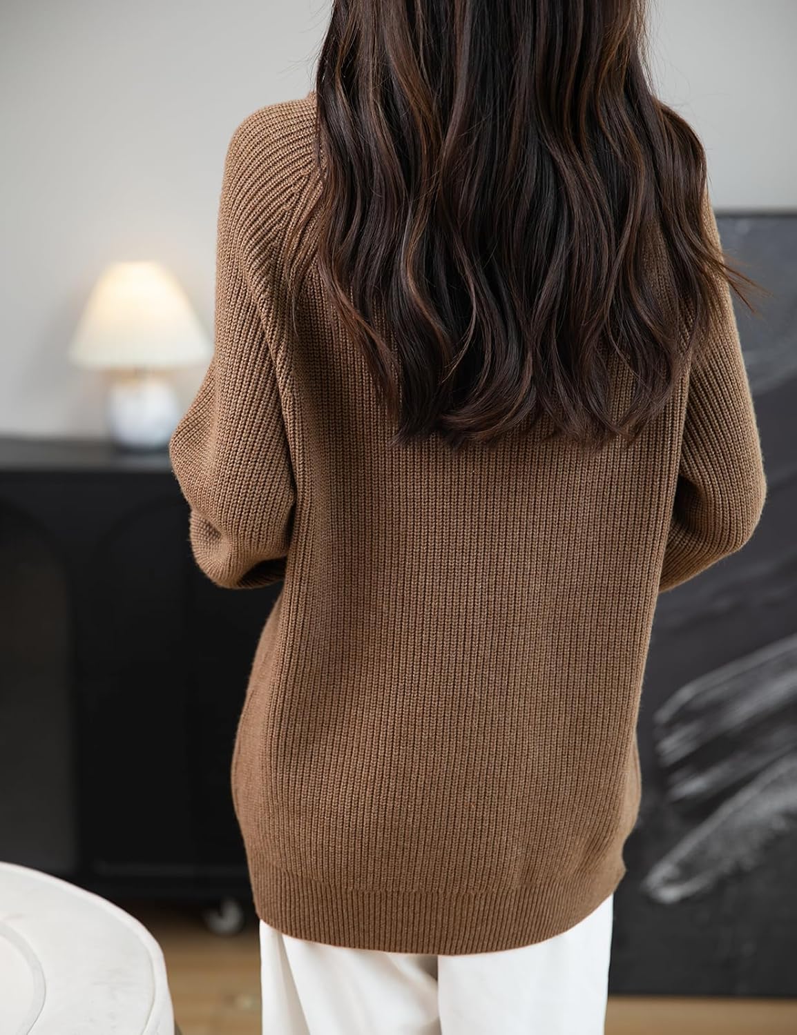 Merino Wool Blend Zipper Knit Sweatshirt Cardigan