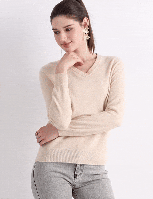 Mongolian Cashmere V-Neck Sweater